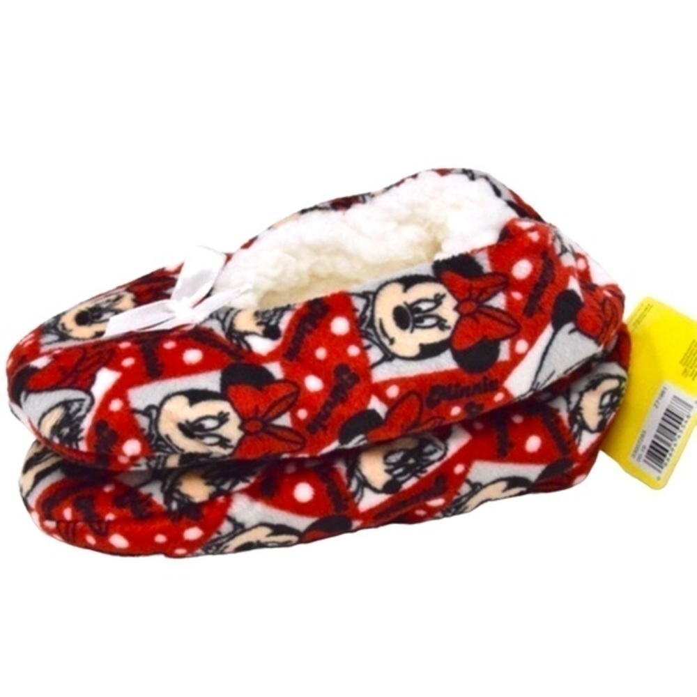 Disney Minnie Mouse Kids Plush Slipper Socks, S/M Sizes 8-13